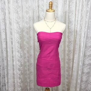 Vintage Y2K Charlotte‎ Russe Pink Bodycon Mini Dress Size Small Strapless Barbie